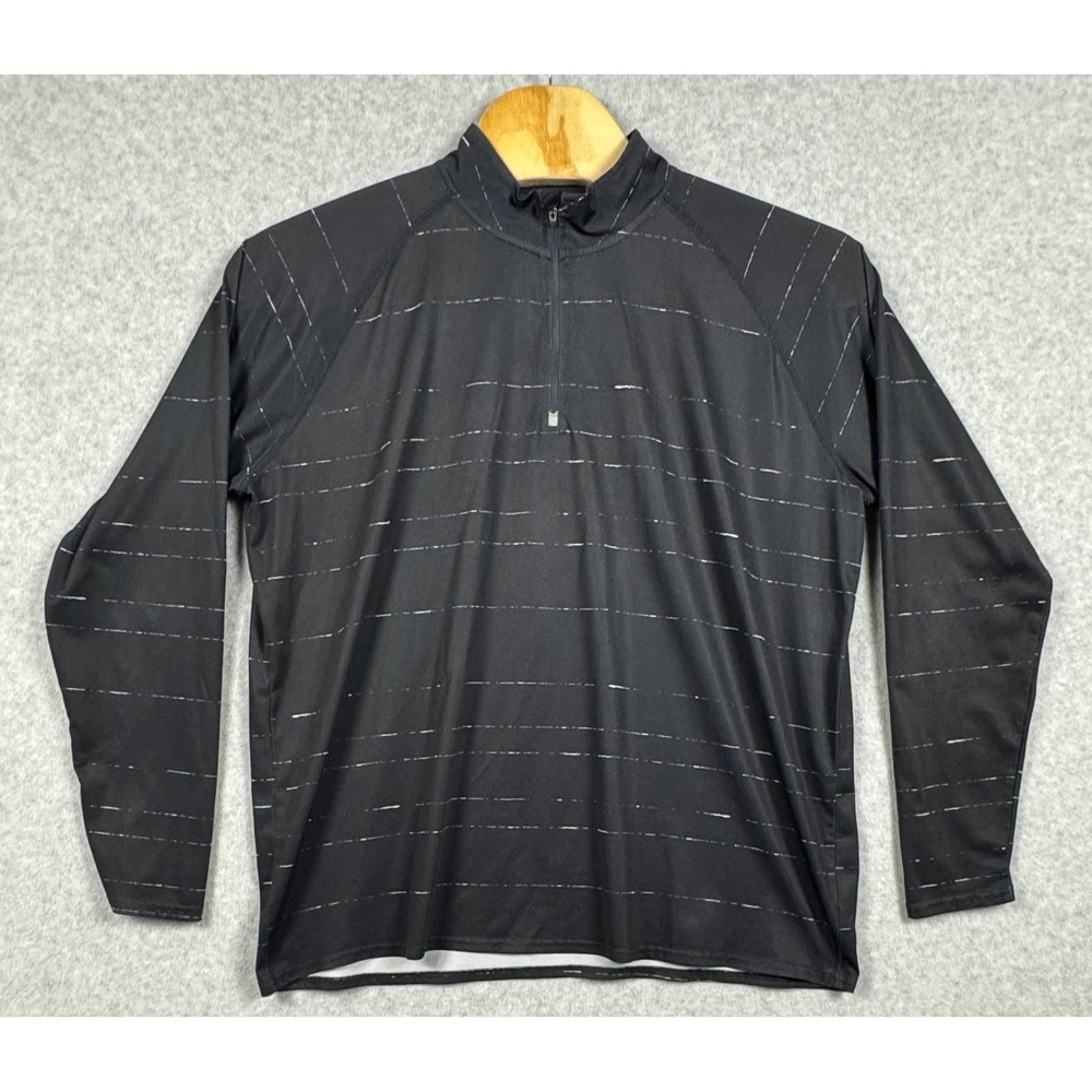 Cascade Sport Quarter Zip Pullover Mens XXL Black Striped Activewear